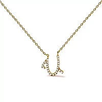 10K Yellow Gold Diamond Accent "A-Z" Initial Script Style Pendant Necklace