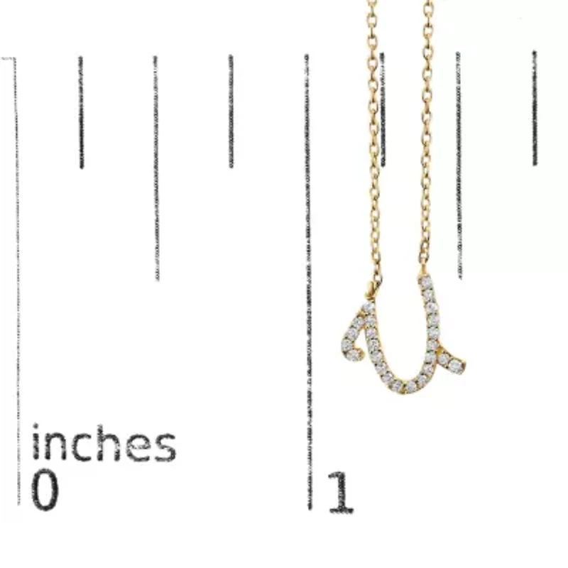 10K Yellow Gold Diamond Accent "A-Z" Initial Script Style Pendant Necklace