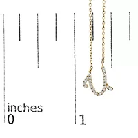 10K Yellow Gold Diamond Accent "A-Z" Initial Script Style Pendant Necklace