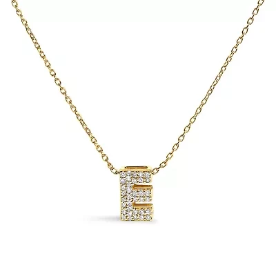10K Yellow Gold Diamond Accent "A-Z" Initial Bubble Pendant Necklace