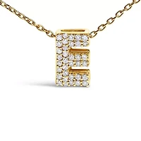 10K Yellow Gold Diamond Accent "A-Z" Initial Bubble Pendant Necklace