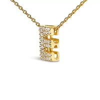 10K Yellow Gold Diamond Accent "A-Z" Initial Bubble Pendant Necklace