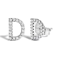 10K White Gold 1/10 Cttw Diamond 'A-Z' Initial Stud Earring