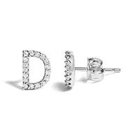 10K White Gold 1/10 Cttw Diamond 'A-Z' Initial Stud Earring