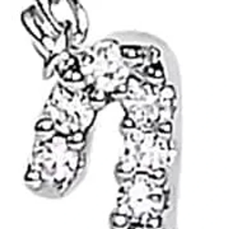 10K White Gold Diamond Accent "A-Z" Initial Script Style Pendant Necklace