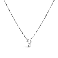 10K White Gold Diamond Accent "A-Z" Initial Script Style Pendant Necklace