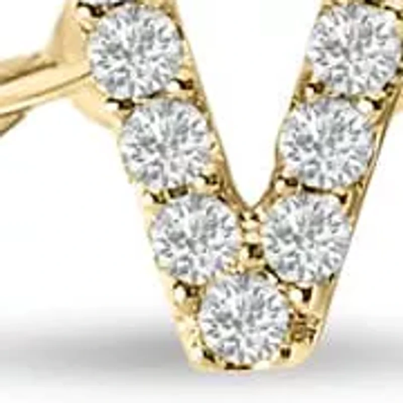 10K Yellow Gold Diamond Accent "A-Z" Initial Charm and Link Bracelet