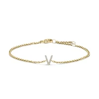 10K Yellow Gold Diamond Accent "A-Z" Initial Charm and Link Bracelet