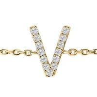 10K Yellow Gold Diamond Accent "A-Z" Initial Charm and Link Bracelet