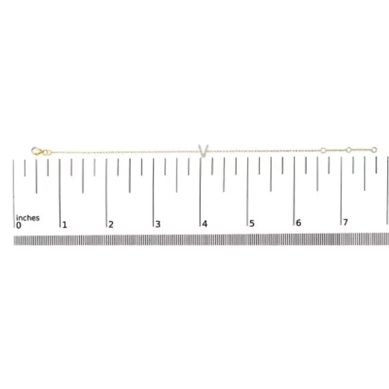 10K Yellow Gold Diamond Accent "A-Z" Initial Charm and Link Bracelet