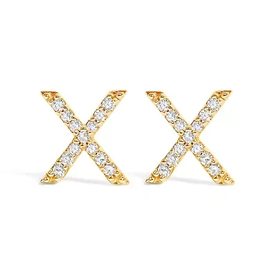 10K Yellow Gold 1/10 Cttw Diamond 'A-Z' Initial Stud Earring