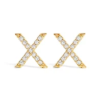10K Yellow Gold 1/10 Cttw Diamond 'A-Z' Initial Stud Earring