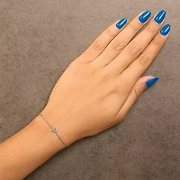 10K White Gold Diamond Accent "A-Z" Initial Charm and Link Bracelet