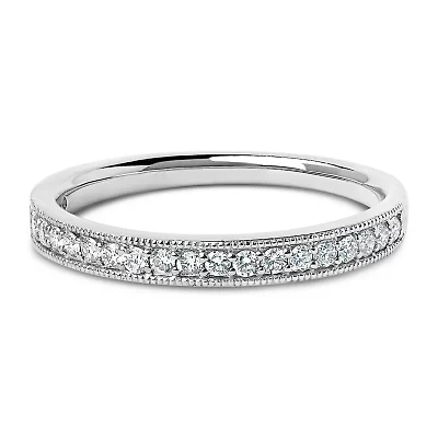 14K Gold 1/4 Cttw Round Diamond Milgrain Wedding Band