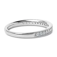 14K Gold 1/4 Cttw Round Diamond Milgrain Wedding Band