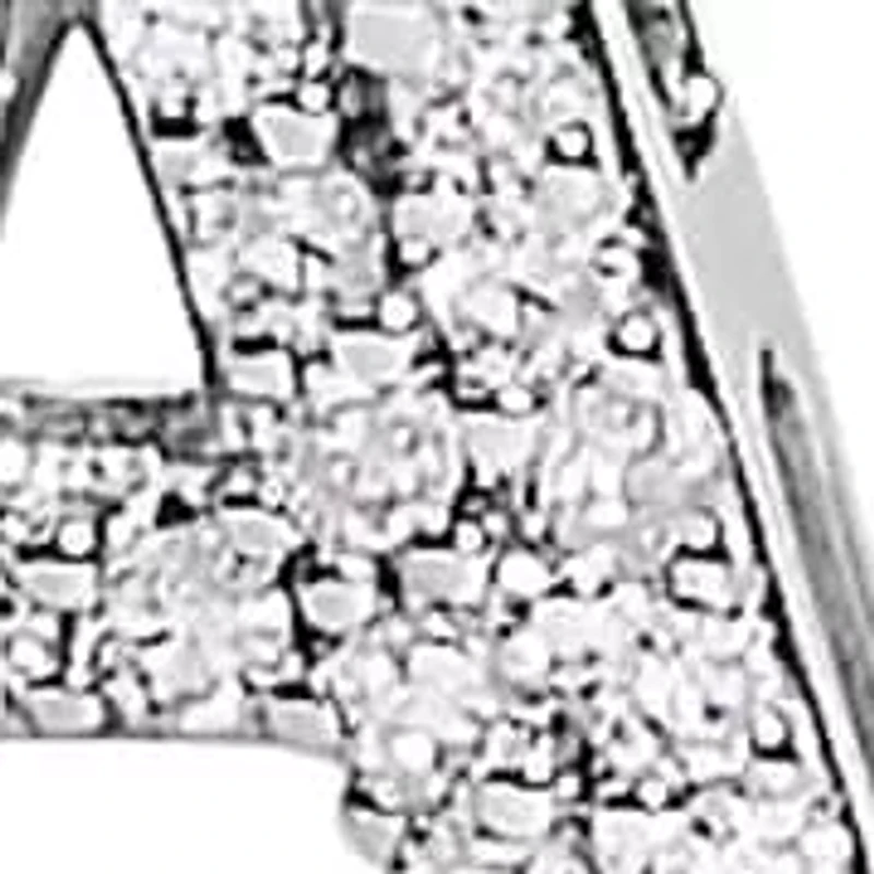 10K White Gold Diamond Accent "A-Z" Initial Bubble Pendant Necklace