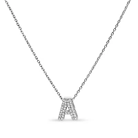 10K White Gold Diamond Accent "A-Z" Initial Bubble Pendant Necklace