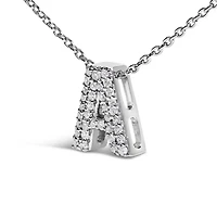10K White Gold Diamond Accent "A-Z" Initial Bubble Pendant Necklace