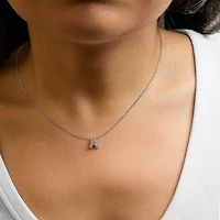 10K White Gold Diamond Accent "A-Z" Initial Bubble Pendant Necklace