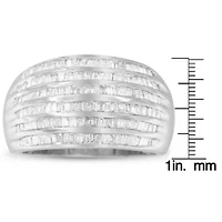 Silver 1.0 Cttw Channel Set Baguette Diamond 6-Row Domed Cocktail Ring