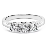14K White Gold 3/4 Cttw Lab Grown Diamond 3 Stone Ring Band