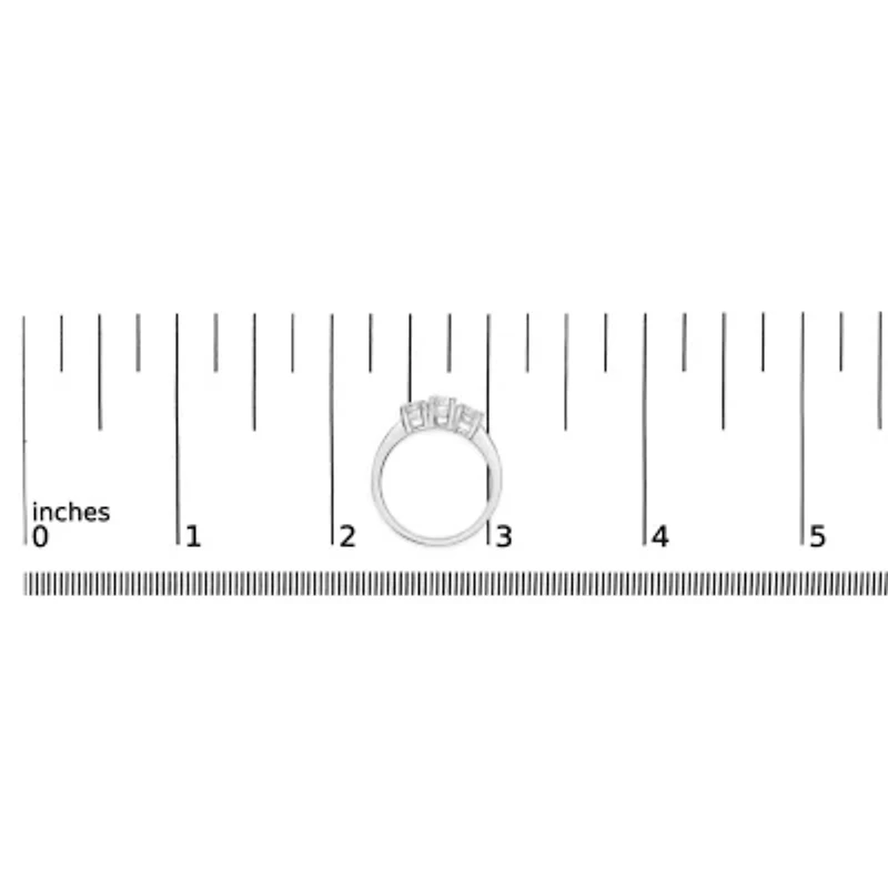 14K White Gold 3/4 Cttw Lab Grown Diamond 3 Stone Ring Band