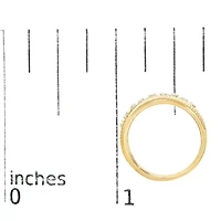 14K Yellow Gold Plated .925 Sterling Silver 1/5 Cttw Diamond Art Deco Style Engagement Ring Bridal Set