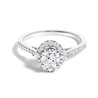14K White Gold 1.00 Cttw Lab-Grown Diamond Oval Shaped Halo Engagement Ring