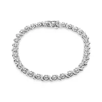 .925 Sterling Silver 1.0 Cttw Diamond Spiral Wave Curved-Link 7" Tennis Bracelet