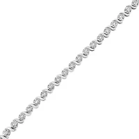 .925 Sterling Silver 1.0 Cttw Diamond Spiral Wave Curved-Link 7" Tennis Bracelet