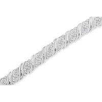 .925 Sterling Silver 2.0 cttw Diamond Double Wrap S Curve Link Bracelet -7.25"