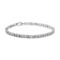 .925 Sterling Silver 1.0 Cttw Diamond Square Hybrid Link 7" Tennis Bracelet