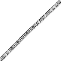 .925 Sterling Silver 1.0 Cttw Diamond Square Hybrid Link 7" Tennis Bracelet