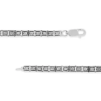.925 Sterling Silver 1.0 Cttw Diamond Square Hybrid Link 7" Tennis Bracelet