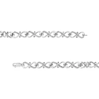 Silver 1/3 Cttw Round-Cut Diamond Double Heart Infinity Link 7.25" Bracelet