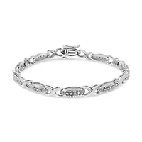 .925 Sterling Silver 1/5 Cttw Round-Cut Diamond "X" Link Bracelet - Size 7.50"