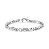 .925 Sterling Silver 1/5 Cttw Round-Cut Diamond "X" Link Bracelet - Size 7.50"