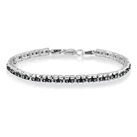 Black Rhodium over Silver 1.0 Cttw Rose Cut Diamond Double-Link 7" Tennis Bracelet