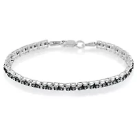 Black Rhodium over Silver 1.0 Cttw Rose Cut Diamond Double-Link 7" Tennis Bracelet