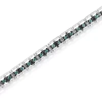 Black Rhodium over Silver 1.0 Cttw Rose Cut Diamond Double-Link 7" Tennis Bracelet