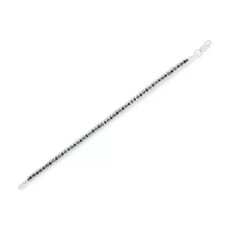 Black Rhodium over Silver 1.0 Cttw Rose Cut Diamond Double-Link 7" Tennis Bracelet