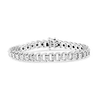 Silver 1/4 Cttw Diamond Composite Linked Composite Line Bracelet