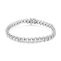 Silver 1/4 Cttw Diamond Composite Linked Composite Line Bracelet
