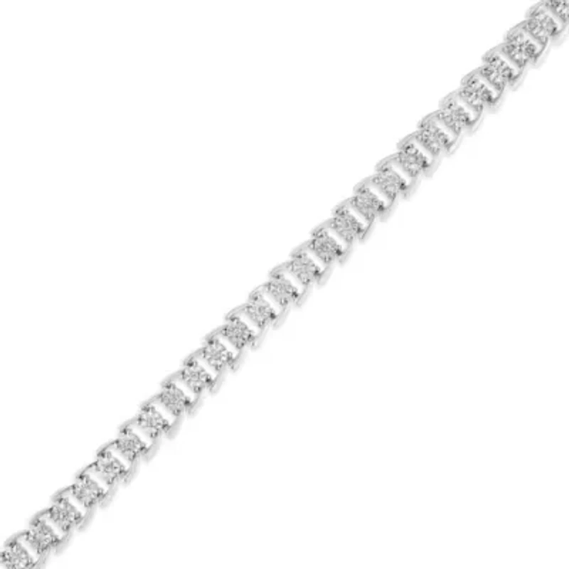 Silver 1/4 Cttw Diamond Composite Linked Composite Line Bracelet