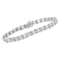 Silver 1/4 cttw Miracle Set Diamond Sleek and Open "V"Bracelet -7.5"