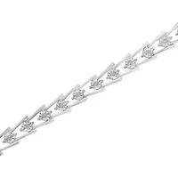 Silver 1/4 cttw Miracle Set Diamond Sleek and Open "V"Bracelet -7.5"