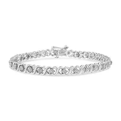 Silver 1/6 Cttw Diamond Infinity Link and Station Tennis Bracelet
