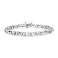 Silver 1/6 Cttw Diamond Infinity Link and Station Tennis Bracelet