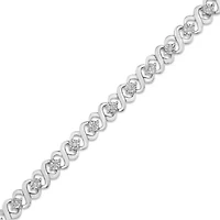 Silver 1/6 Cttw Diamond Infinity Link and Station Tennis Bracelet