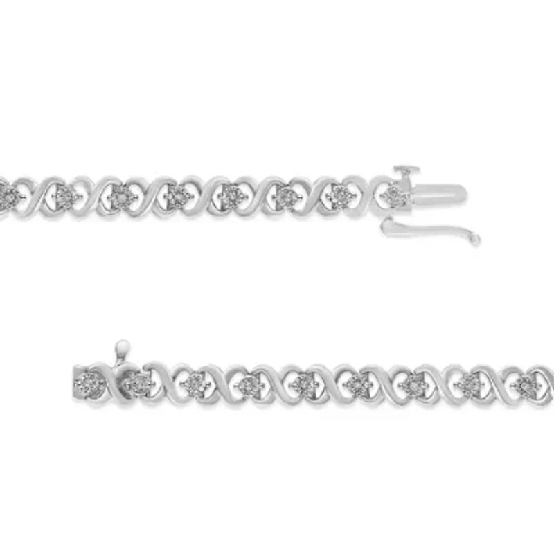 Silver 1/6 Cttw Diamond Infinity Link and Station Tennis Bracelet